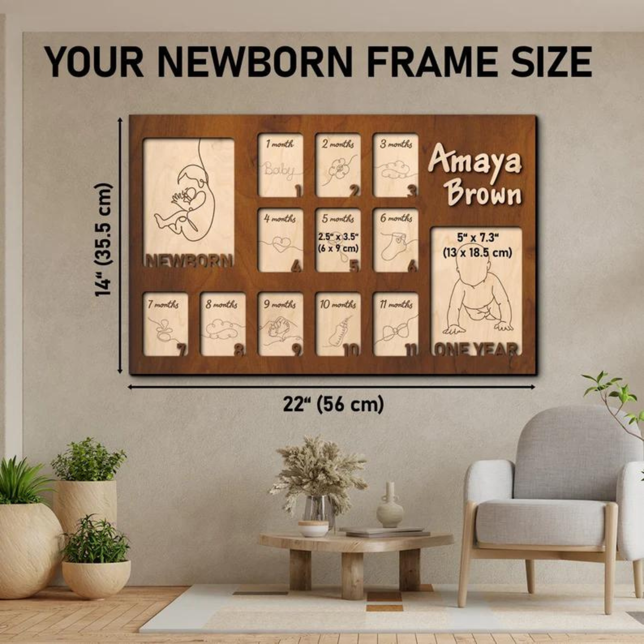 Custom Baby Photo Frame - First Year Milestone