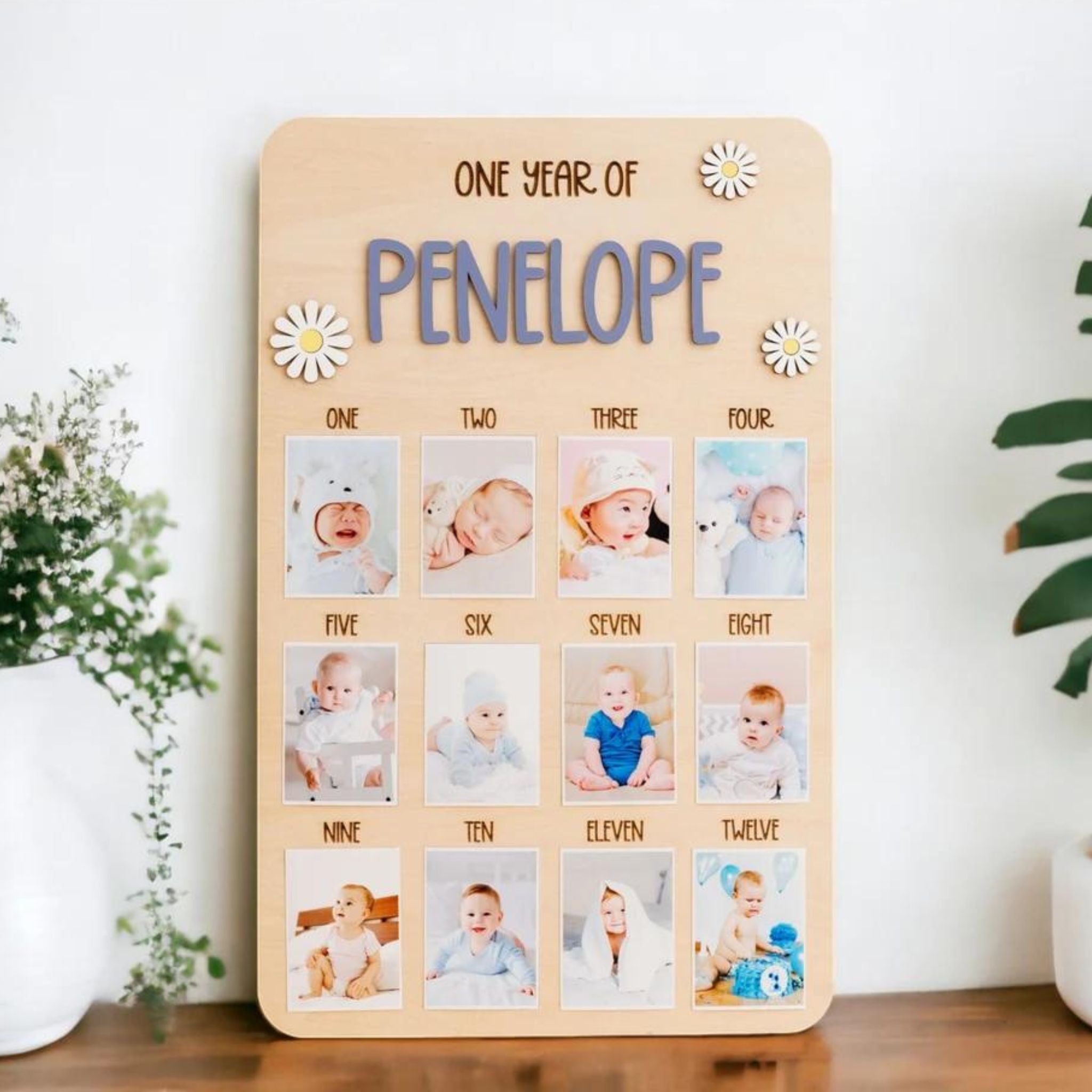 Baby Monthly Photo Board - Milestone Picture Frame for Newborns